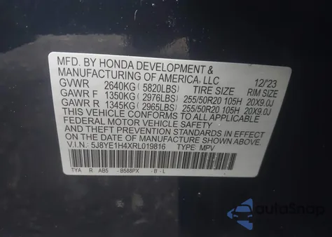 2024 Acura Mdx Technology Package z USA, uszkodzony, nr VIN 5J8YE1H4XRL019816